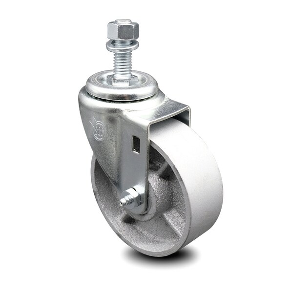 Semi Steel Swivel Threaded Stem Caster w/Roller Bearing - 4" Wheel & 12MM Stem